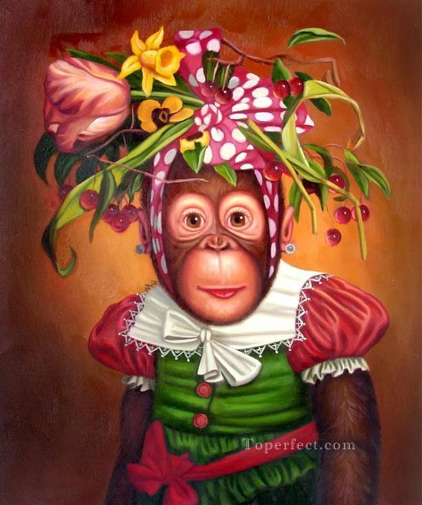 Affe Blumen trägt Ölgemälde